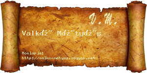Valkó Mátyás névjegykártya