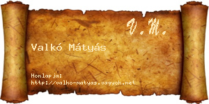 Valkó Mátyás névjegykártya